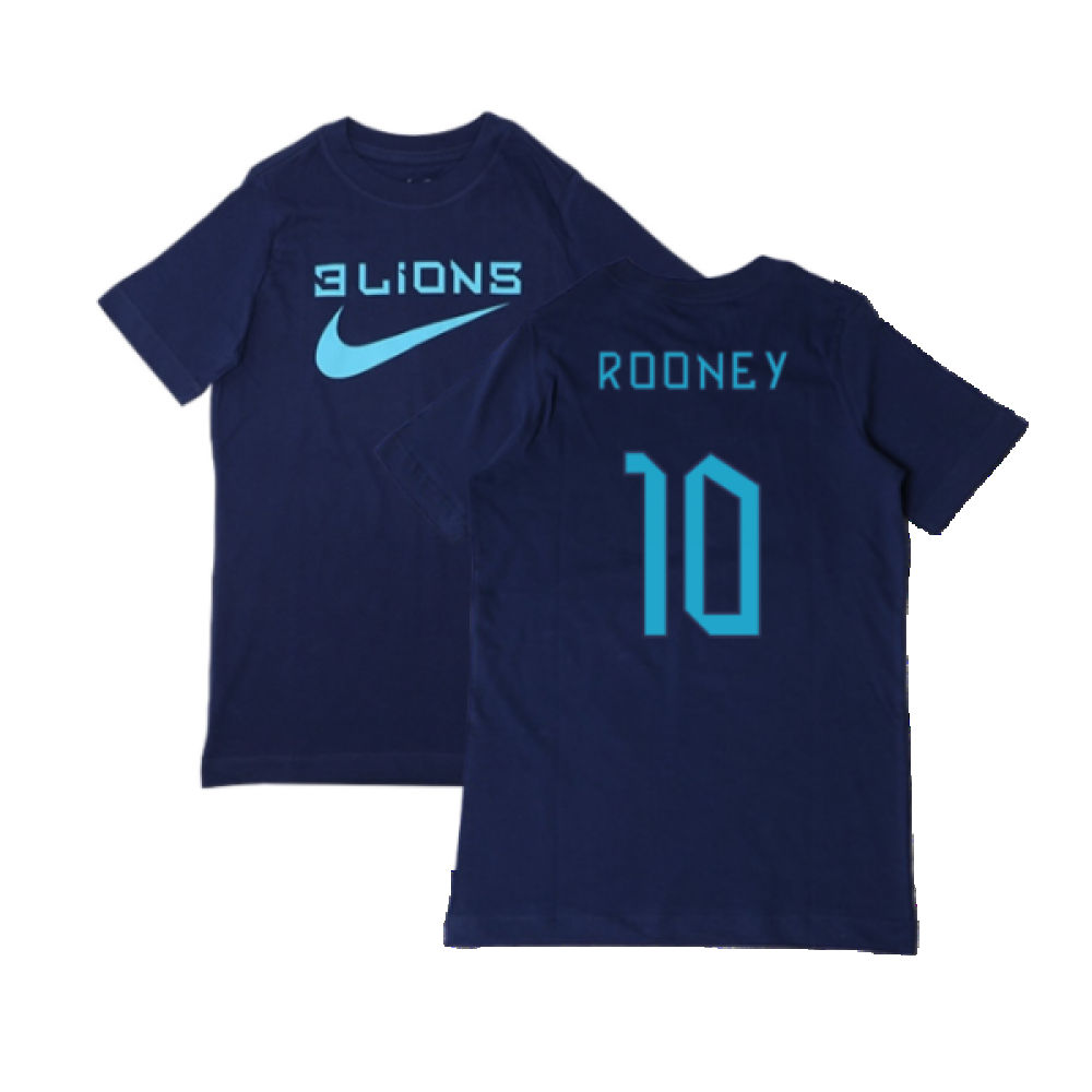 2022-2023 England Three Lions Tee (Navy) - Kids (Rooney 10)