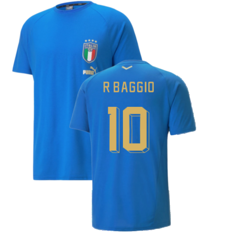 2022-2023 Italy Player Casuals Tee (Blue) (R BAGGIO 10)