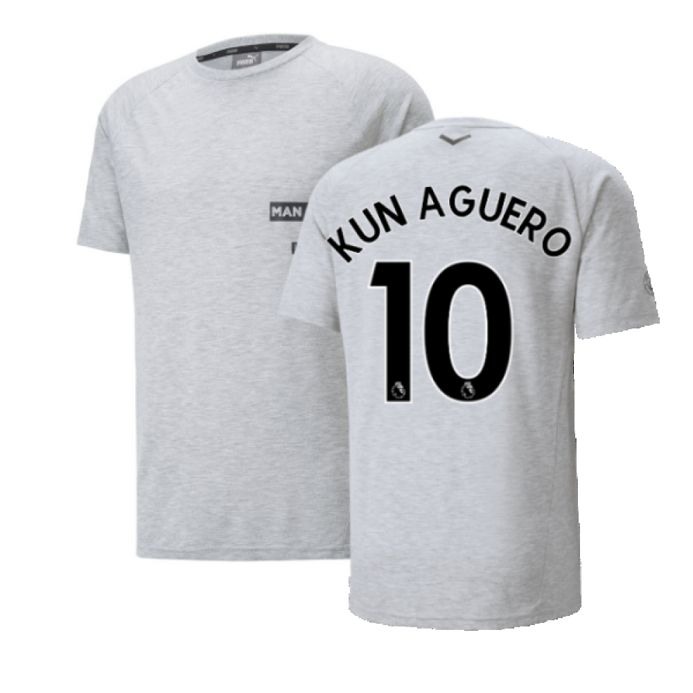 2022-2023 Man City Casuals Tee (Light Grey) (KUN AGUERO 10)