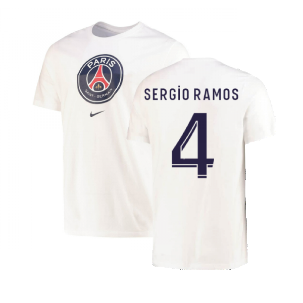 2022-2023 PSG Crest Tee (White) (SERGIO RAMOS 4)