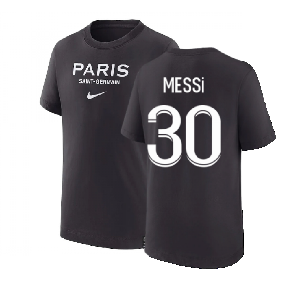 2022-2023 PSG Swoosh T-Shirt (Black) - Kids (MESSI 30)