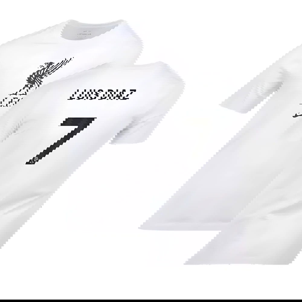 2023-2024 Liverpool Crest Tee (White) (Luis Diaz 7)