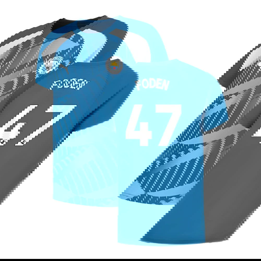 2023-2024 Man City Pre-Match Jersey (Lake Blue) - Kids (FODEN 47)