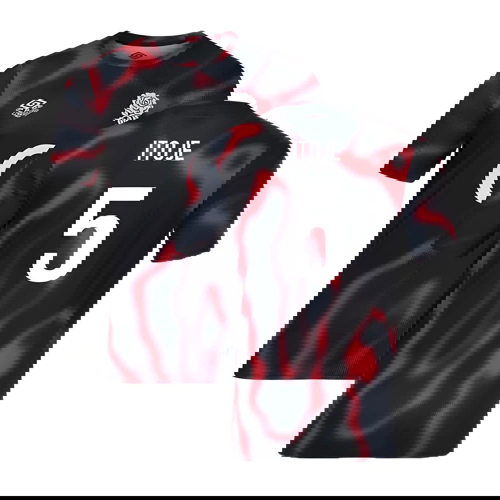 2024-2025 England Rugby Warm Up Jersey O2 (Black) - Kids (Itoje 5)