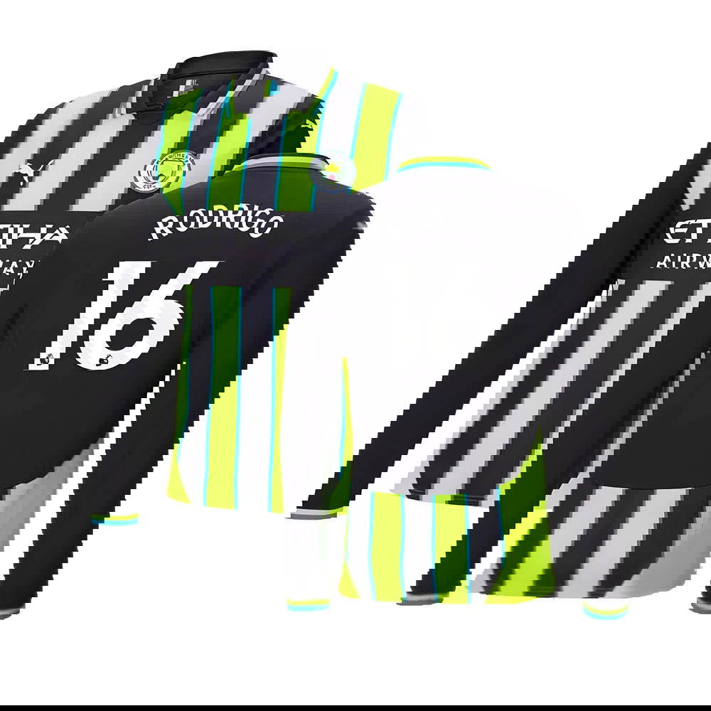 2024-2025 Man City Away Long Sleeve Authentic Shirt (Rodrigo 16)