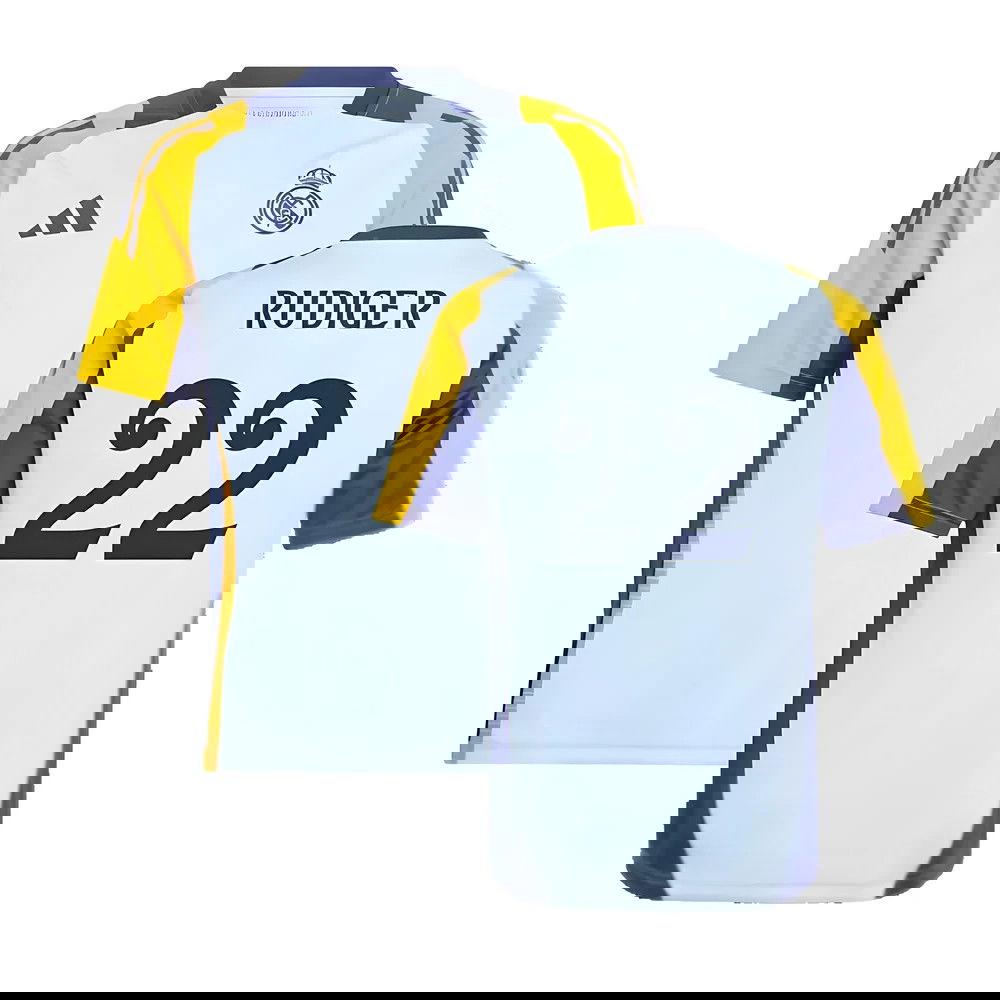 2024-2025 Real Madrid Training Shirt (Glow Blue) - Kids (Rudiger 22)