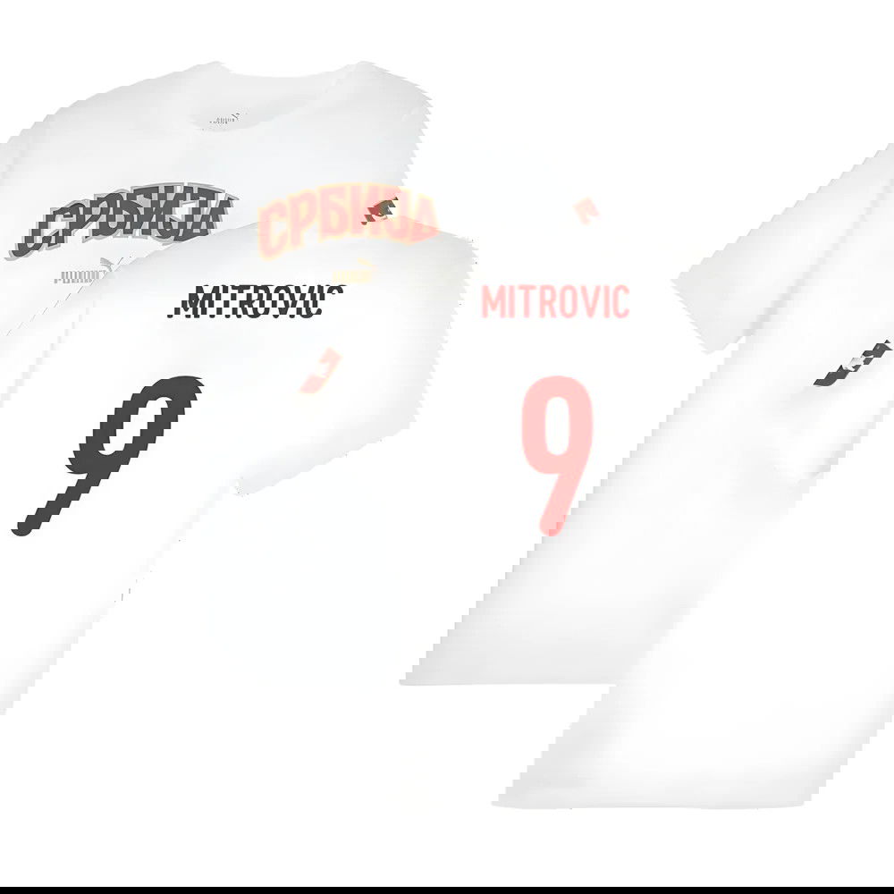 2024-2025 Serbia FtblIcons Tee (White) (Mitrovic 9)