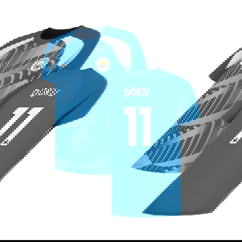 2023-2024 Man City Pre-Match Jersey (Lake Blue) - Kids (AKANJI 25)