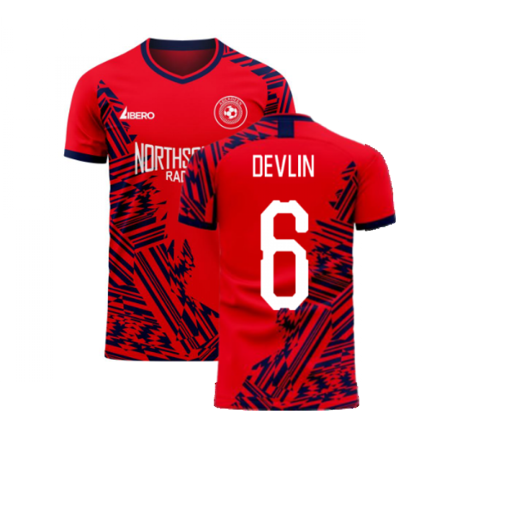 Aberdeen 2023-2024 Home Concept Football Kit (Libero) (Devlin 6) - Kids (Long Sleeve)