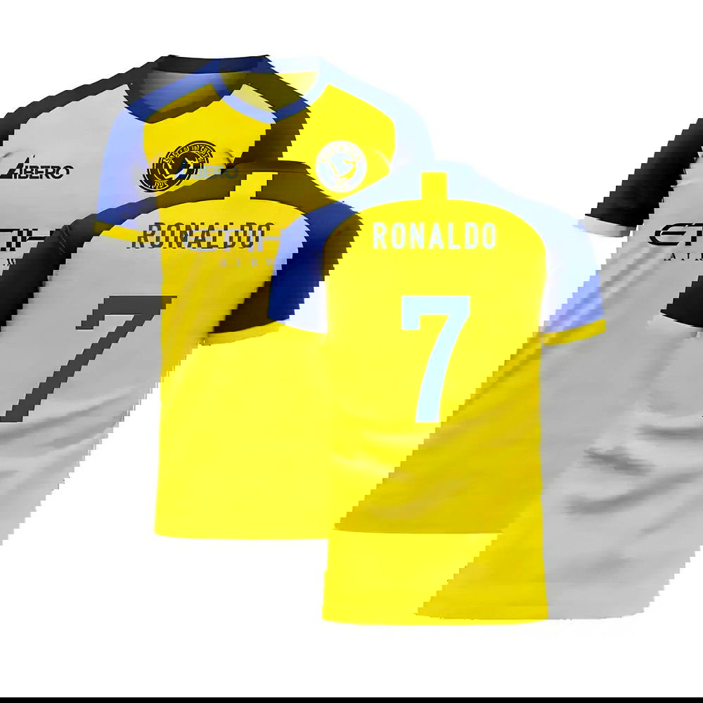 Al-Nassr 2020-2021 Home Concept Football Kit (Libero) - Kids (Long Sleeve) (Ronaldo 7)