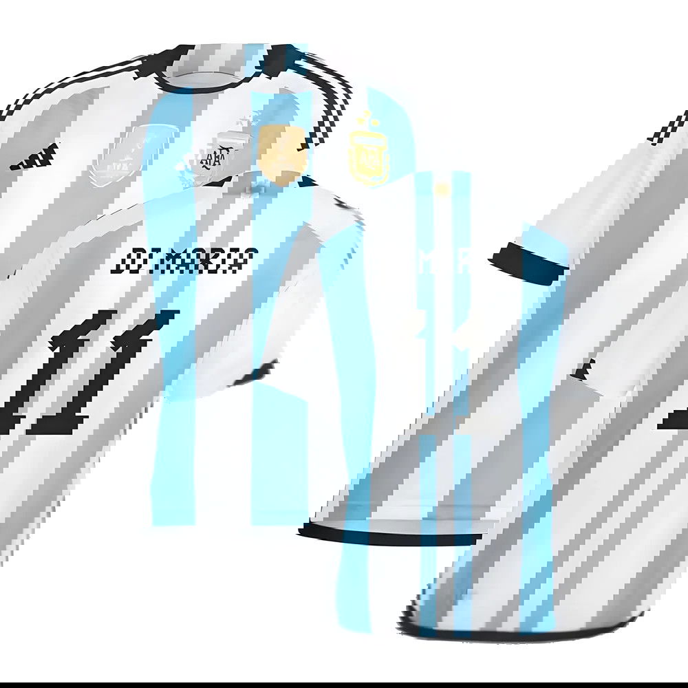 Argentina 2022 World Cup Winners Home Shirt - Kids (DI MARIA 11)