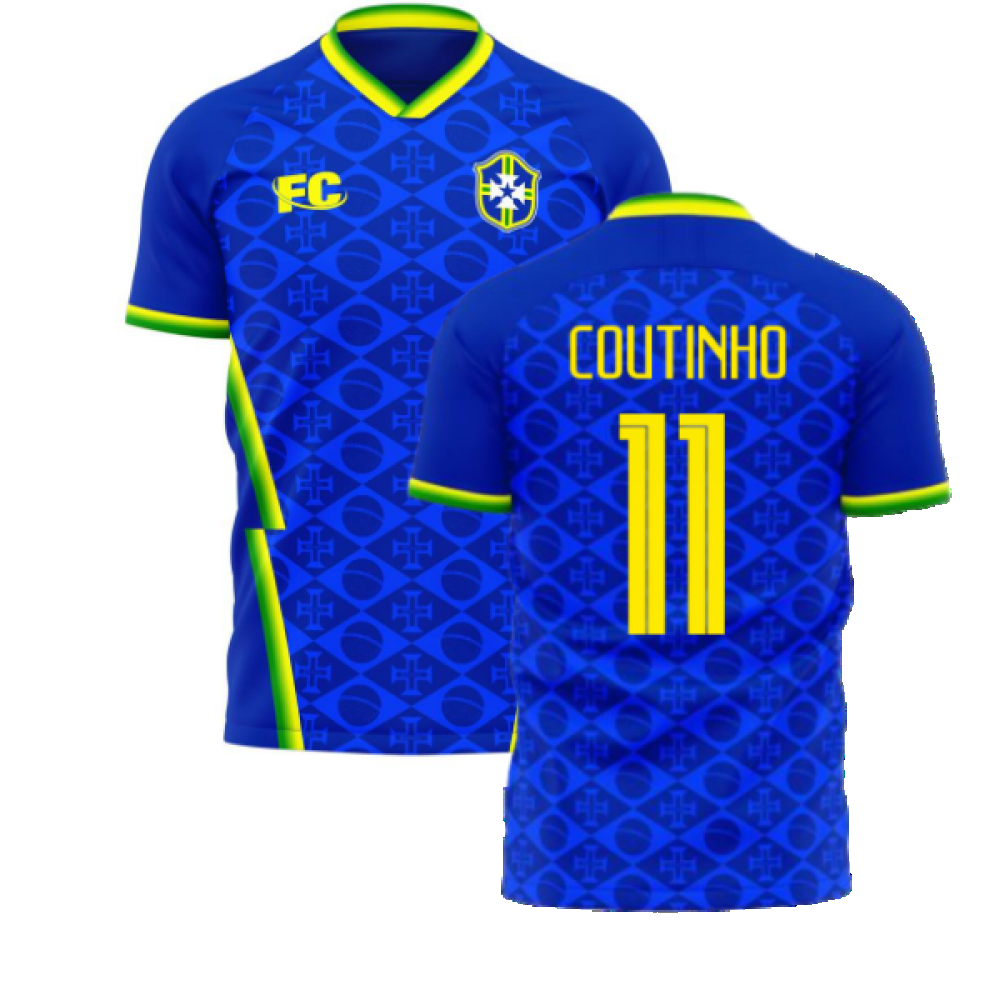 Brazil 2021-2022 Away Concept Football Kit (Fans Culture) (COUTINHO 11)