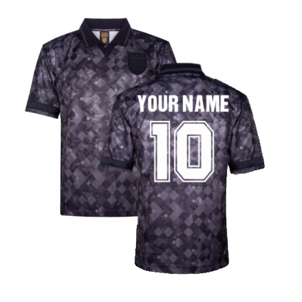 England 1990 Black Out Retro Football Shirt (Your Name)