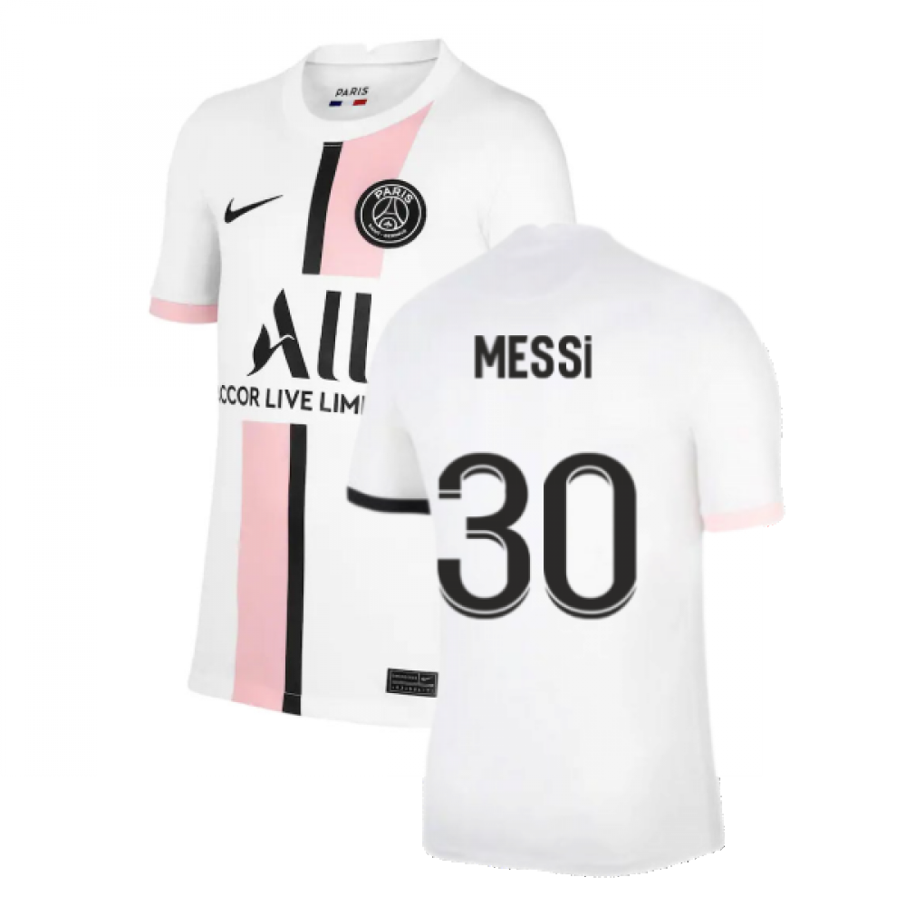 Nike Paris Saint-Germain Away Vapor Match Shirt 2021-22 With Messi 30  Printing Jersey White/Arctic Punk/Black Men's - SS21 - US