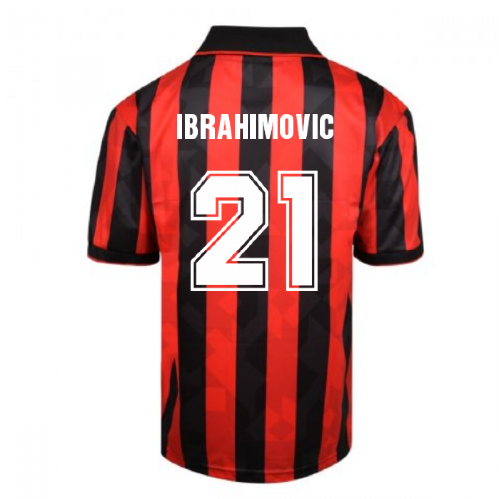 Score Draw AC Milan 1994 Retro Football Shirt (Ibrahimovic 21)