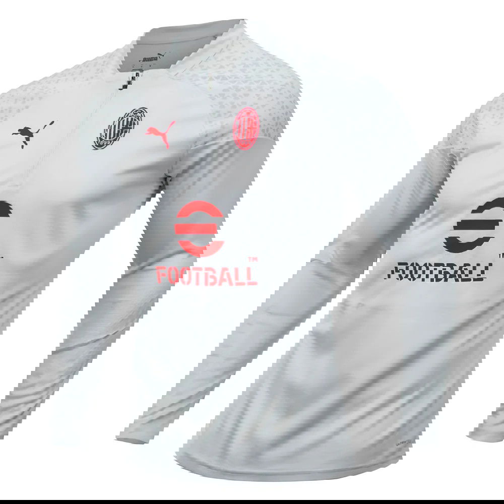 2023-2024 AC Milan Training Half Zip Top (Grey)