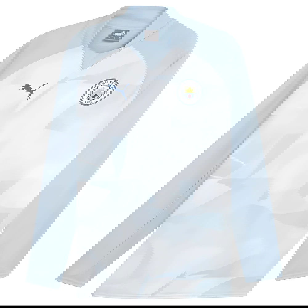 2023-2024 Man City Prematch LS Sweat Top (Silver Sky)