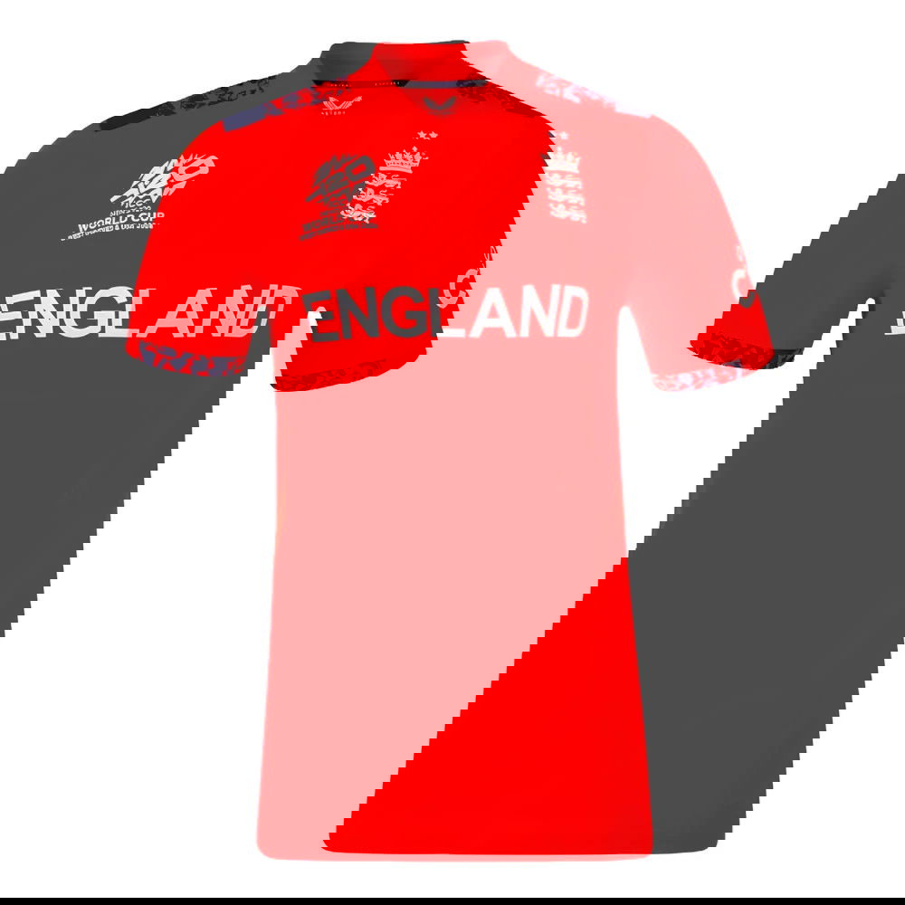 2024 England Cricket T20 Replica S/S T-Shirt - World Cup (Red) (Ladies)