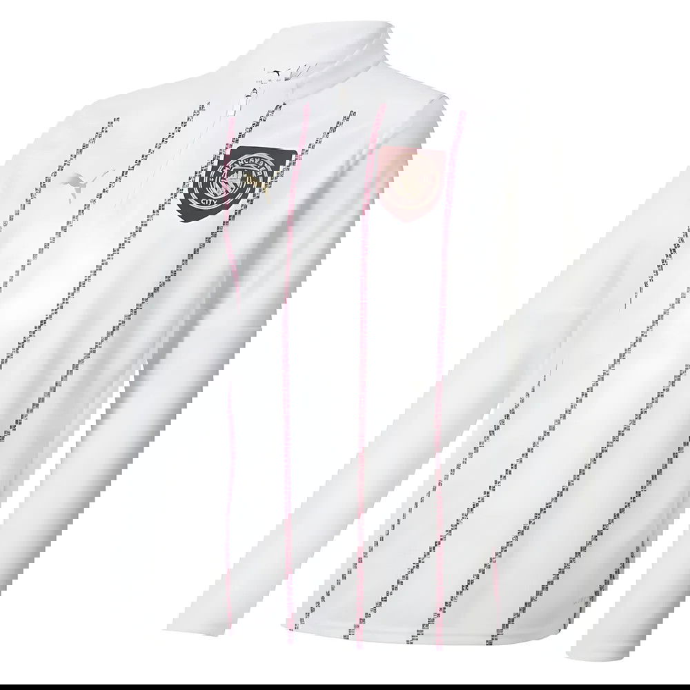 2024-2025 Man City Prematch 1/4 Zip Top (White) - Kids