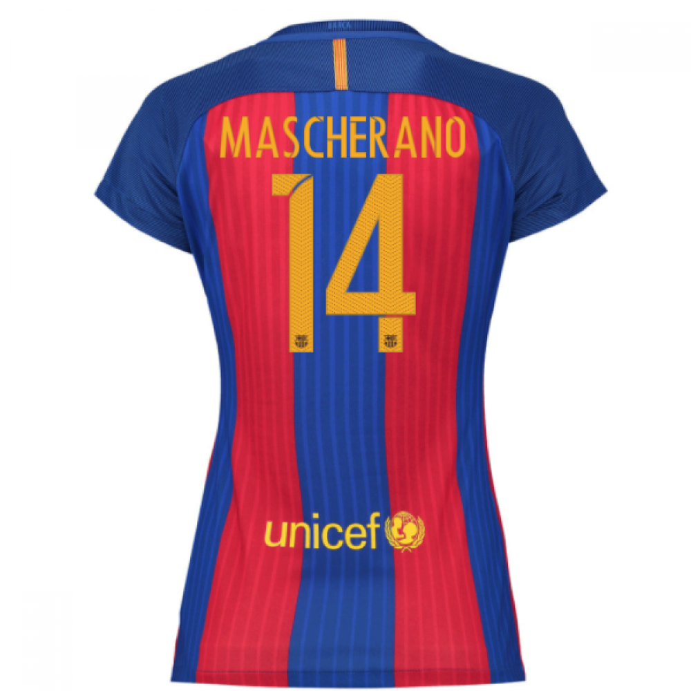 2016-17 Barcelona with Sponsor Womens Home Shirt (Mascherano