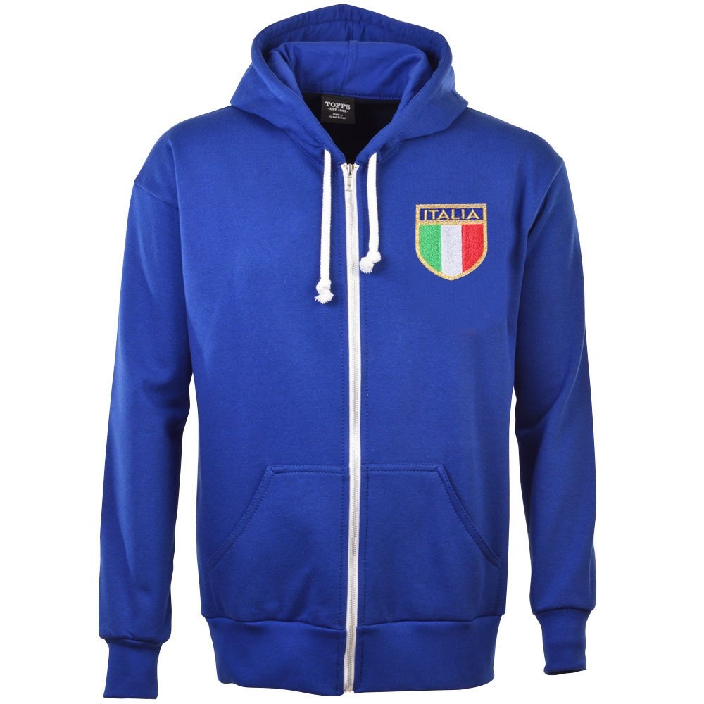 Italy 1975 Vintage Rugby Zipped Hoodie - Royal