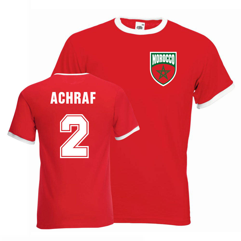 Achraf Hakimi Morocco Ringer Tee (red)