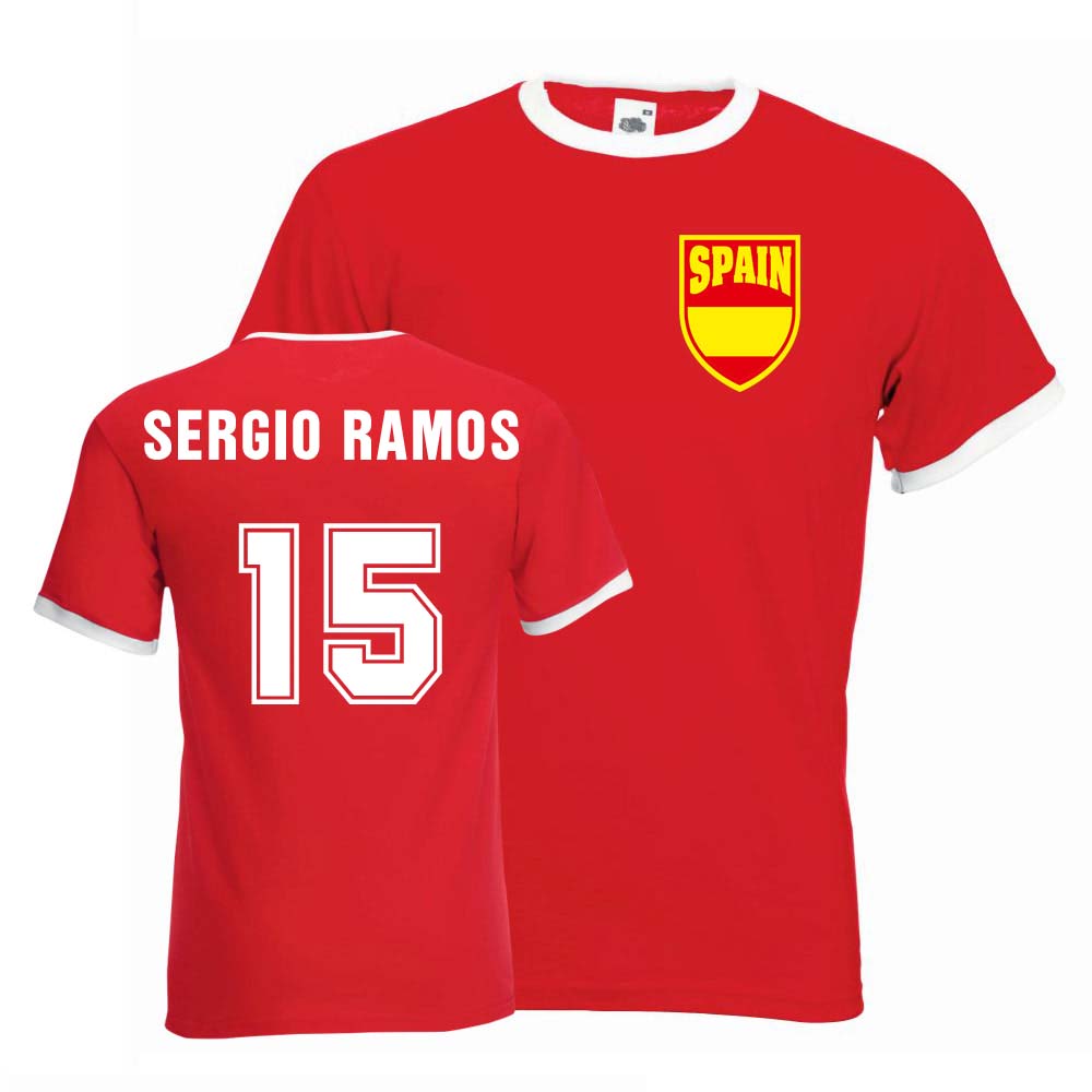 Sergio Ramos Spain Ringer Tee (red)