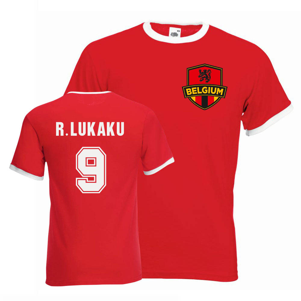 Romelu Lukaku Belgium Ringer Tee (red)