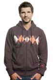 Mens Argyle Zip Hooded Sweater // Brown 70% cotton/30% polyester