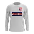 Puerto Rico Core Football Country Long Sleeve T-Shirt (White)
