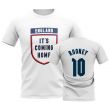England Its Coming Home T-Shirt (Rooney 10) - White