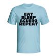 Eat Sleep Aguero Repeat T-shirt (sky Blue)