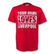 Your Name Loves Liverpool T-shirt (red) - Kids
