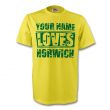 Your Name Loves Norwich T-shirt (yellow)