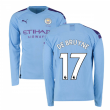 2019-2020 Manchester City Puma Home Long Sleeve Shirt (DE BRUYNE 17)