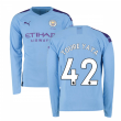 2019-2020 Manchester City Puma Home Long Sleeve Shirt (TOURE YAYA 42)