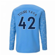 2020-2021 Manchester City Puma Home Long Sleeve Shirt (Kids) (TOURE YAYA 42)