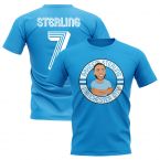 Raheem Sterling Man City Illustration T-Shirt (Sky)