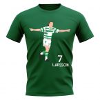 Henrik Larsson Celtic Player Graphic T-Shirt (Green)