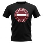 Latvia Football Badge T-Shirt (Black)