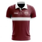 Latvia Concept Stripe Polo Shirt (Maroon)