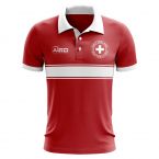 Switzerland Concept Stripe Polo Shirt (Red)