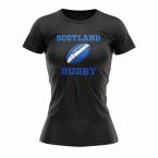 Scotland Rugby Ball T-Shirt (Black) - Ladies