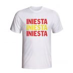 Andres Iniesta Spain Player Flag T-shirt (white) - Kids