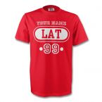 Latvia Lat T-shirt (red) Your Name