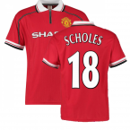 1999 Manchester United Home Football Shirt (SCHOLES 18)