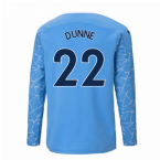 2020-2021 Manchester City Puma Home Long Sleeve Shirt (Kids) (DUNNE 22)