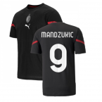 2021-2022 AC Milan Pre-Match Jersey (Black) (MANDZUKIC 9)