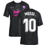 2021-2022 Barcelona CL Pre-Match Training Shirt (Black) - Kids (MESSI 10)