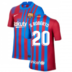 2021-2022 Barcelona Home Shirt (Kids) (S ROBERTO 20)